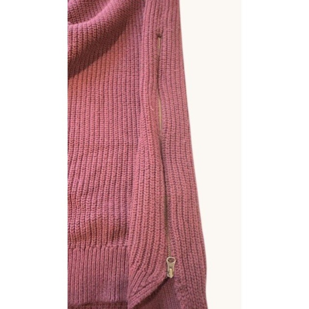 Halogen Ribbed Knit Sweater Dress Burgundy Mock Neck Side Zip Womens Medium - Picture 7 of 9